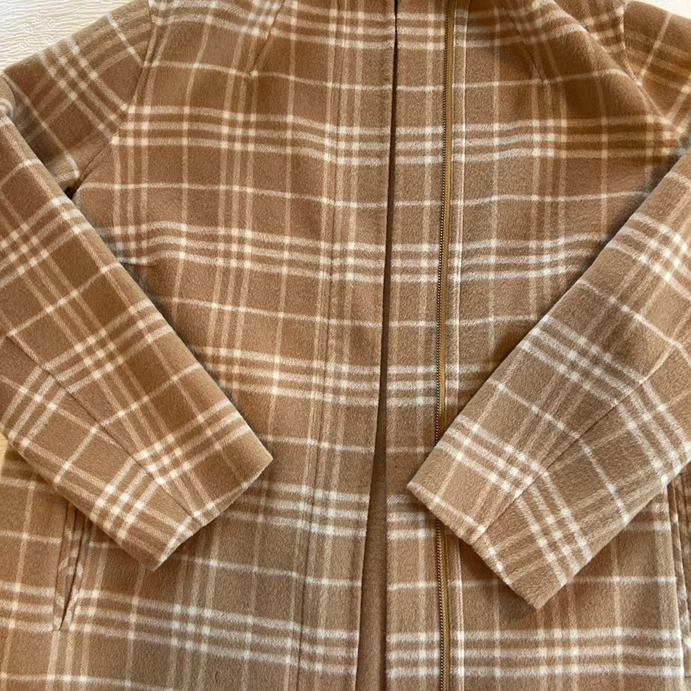 Talbots Wool Coat Jacket tan cream plaid size 1X - Picture 6 of 15